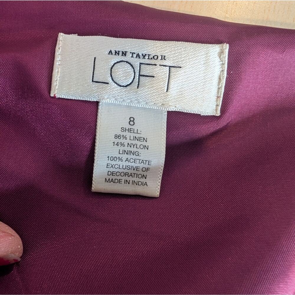 LOFT Strapless Linen Dress Raspberry Pink Size 8 - Picture 6 of 10